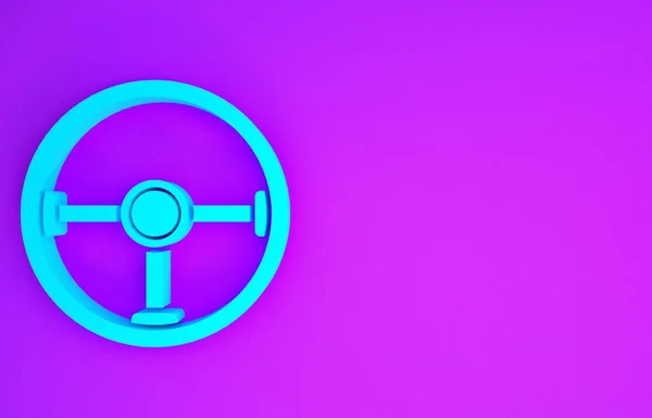 Синій Значок Керма Ізольовано Фіолетовому Фоні Значок Колеса Автомобіля Концепція — стокове фото