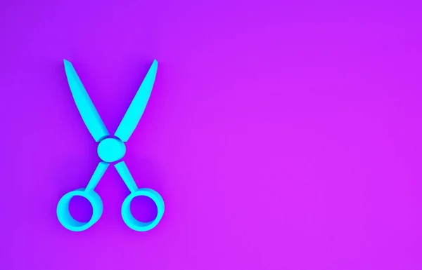 Синие Ножницы Иконка Парикмахера Изолированы Фиолетовом Фоне Парикмахерская Модный Салон — стоковое фото