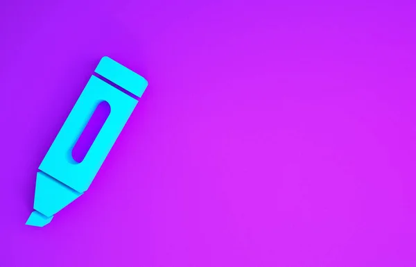 Піктограма Синього Маркера Ізольована Фіолетовому Фоні Концепція Мінімалізму Ілюстрація Рендеринга — стокове фото