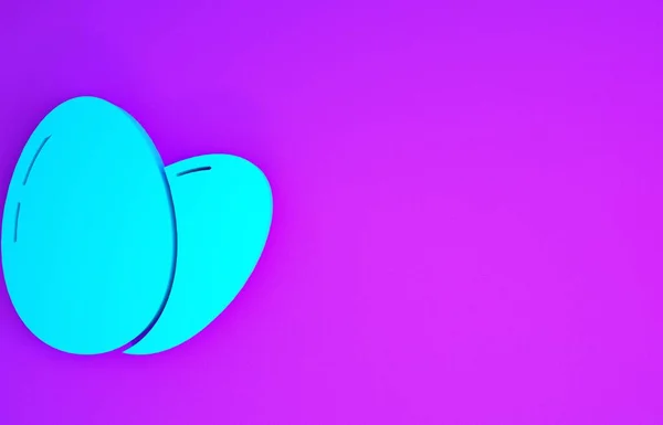 Синий Куриное Яйцо Значок Изолирован Фиолетовом Фоне Концепция Минимализма Рендеринг — стоковое фото