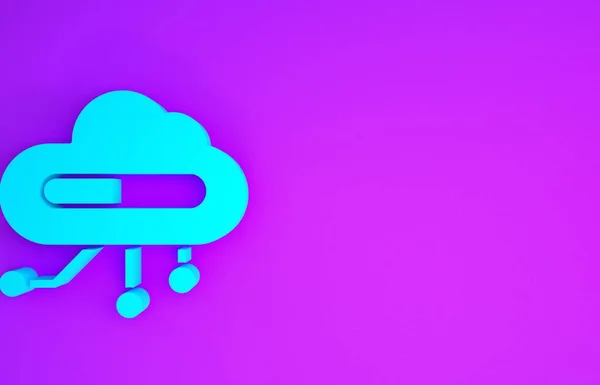 Blue Internet of things icon isolated on purple background. Cloud computing design concept. Digital network connection. Minimalism concept. 3d illustration 3D render