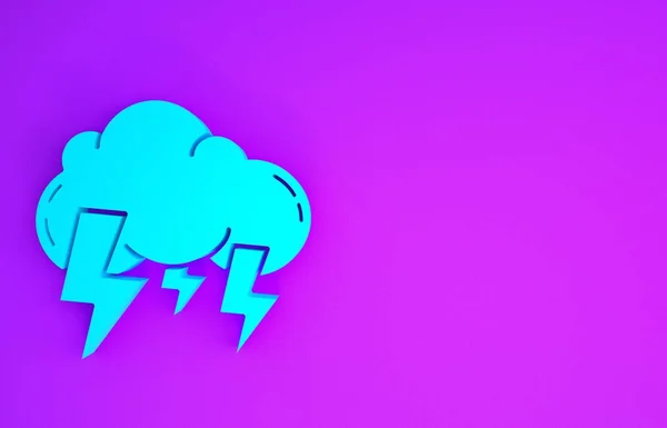 Иконка Синий Шторм Выделена Фиолетовом Фоне Знак Облака Молнии Метеосимвол — стоковое фото