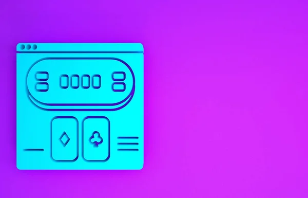 Синий Онлайн Покер Таблице Значок Игры Изолированы Фиолетовом Фоне Онлайн — стоковое фото