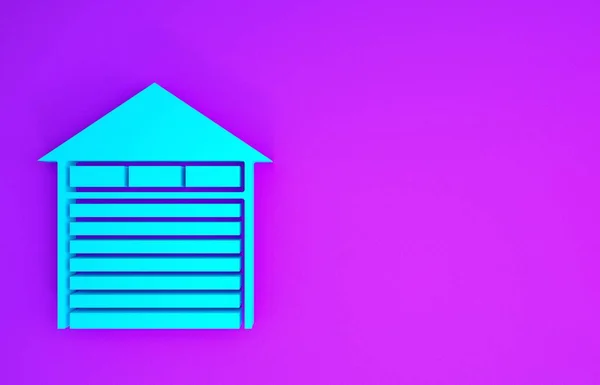 Blue Closed Warehouse Icoon Geïsoleerd Paarse Achtergrond Minimalisme Concept Illustratie — Stockfoto