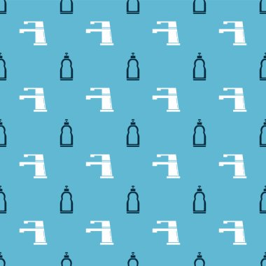 Plastik şişeleri sıvı bulaşık deterjanı ve su musluklarını pürüzsüz bir şablona ayarla. Vektör