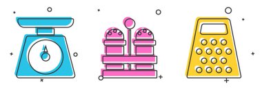 Pulları, tuzu, biberi ve Grater simgesini ayarla. Vektör