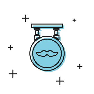 Beyaz arka planda siyah berber dükkanı simgesi izole edildi. Kuaför logosu ya da tabela. Vektör İllüstrasyonu