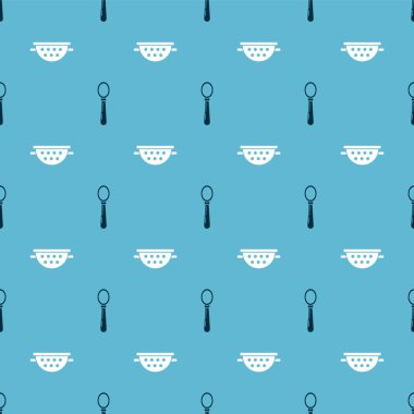 Spoon ve Kitchen süzgecini kusursuz desene ayarlayın. Vektör
