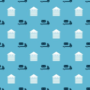 Posta kamyonu ve kapalı depoyu kusursuz bir şekilde ayarlayın. Vektör