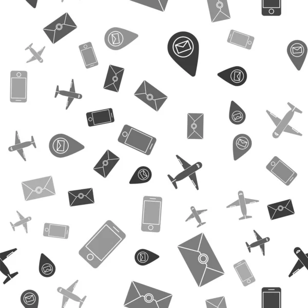 Definir Placeholder Papel Mapa Envelope Avião Telefone Móvel Com Rastreamento — Vetor de Stock