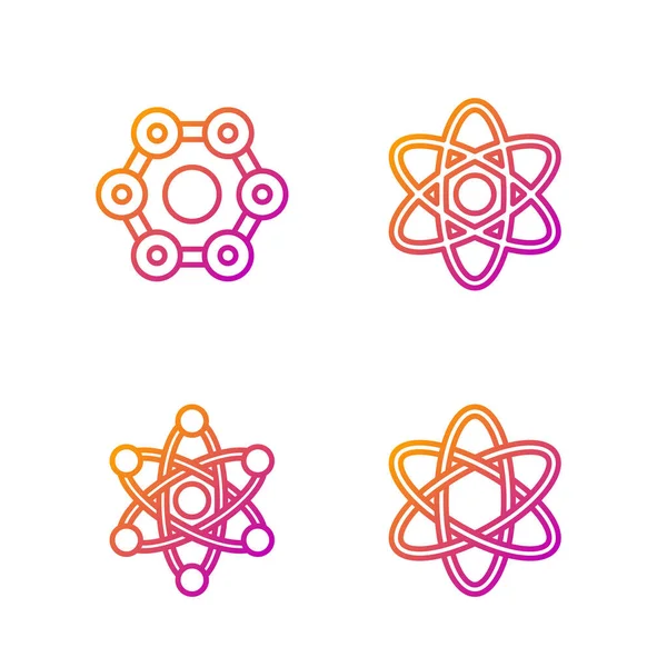 Set Line Atom Atom Chemical Formula Atom Gradient Color Icons — Stock Vector