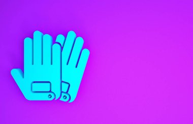 Mavi Eldiven simgesi mor arkaplanda izole edildi. Olağanüstü bir spor. Spor malzemeleri. Minimalizm kavramı. 3d illüstrasyon 3B canlandırma