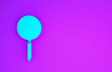 Mavi kızartma tavası simgesi mor arkaplanda izole edilmiş. Kızartma veya kızartma gıda sembolü. Minimalizm kavramı. 3d illüstrasyon 3B canlandırma