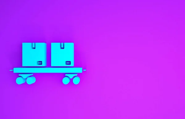 Icône Chariot Blue Railway Isolé Sur Fond Violet Concept Minimalisme — Photo