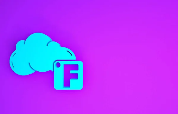 Icono Azul Fahrenheit Nube Aislado Sobre Fondo Púrpura Concepto Minimalista — Foto de Stock