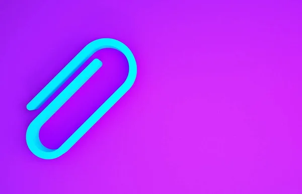 Иконка Клипа Голубого Цвета Фиолетовом Фоне Концепция Минимализма Рендеринг — стоковое фото