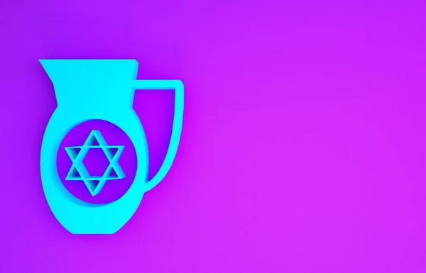 Синий Декор Звездой Давидовой Иконы Фиолетовом Фоне Керамический Кувшин Органический — стоковое фото