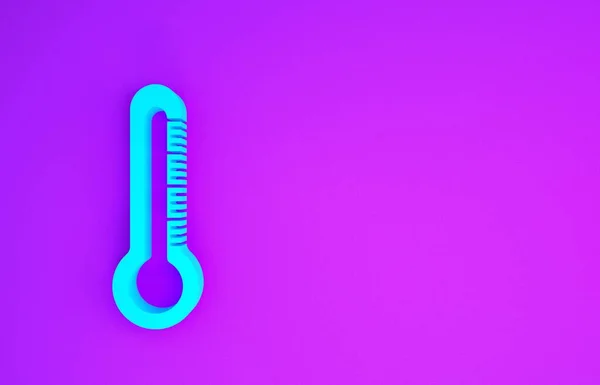 Ikon Termometer Biru Diisolasi Pada Latar Belakang Ungu Konsep Minimalisme — Stok Foto