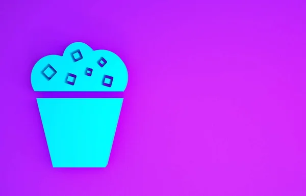 Блакитний Попкорн Картонній Коробці Ізольований Фіолетовому Фоні Попкорн Концепція Мінімалізму — стокове фото