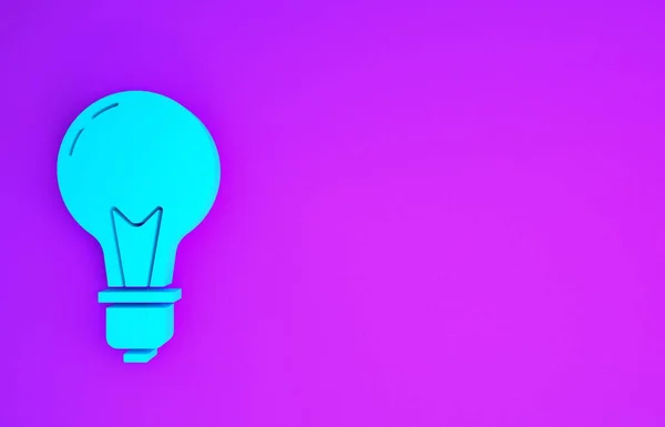 Żarówka Blue Light Koncepcją Ikony Idei Izolowane Fioletowym Tle Energia — Zdjęcie stockowe