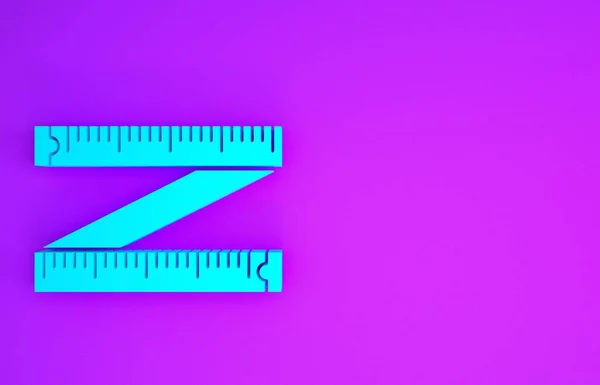 Blaues Maßband Symbol Isoliert Auf Violettem Hintergrund Maßband Minimalismus Konzept — Stockfoto