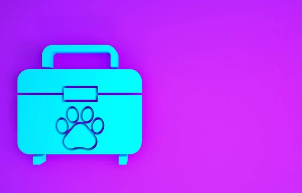 Blue Pet Ícone Kit Primeiros Socorros Isolado Fundo Roxo Impressão — Fotografia de Stock
