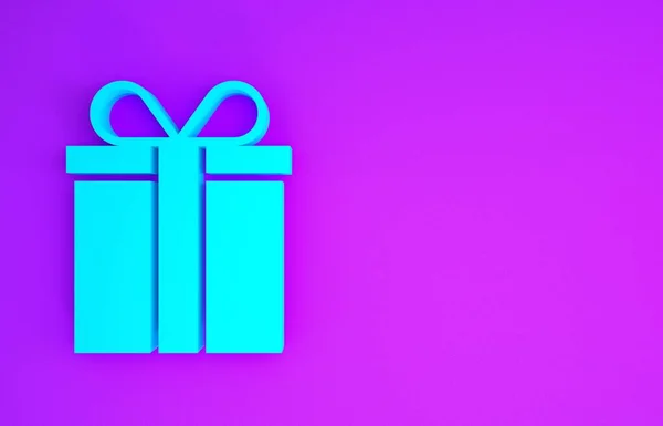 Иконка Голубой Подарочной Коробки Выделена Фиолетовом Фоне Концепция Минимализма Рендеринг — стоковое фото