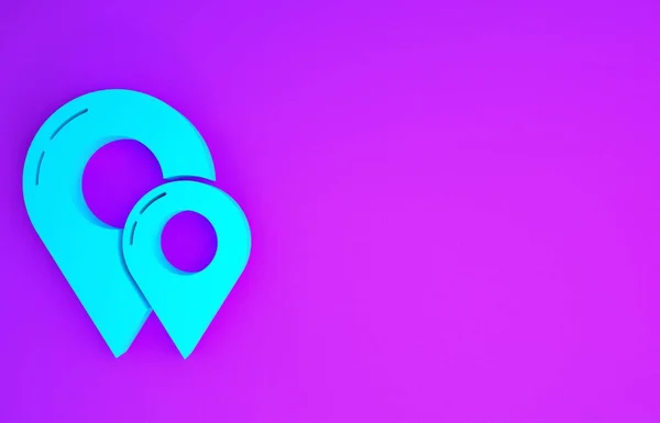 Icono Pin Mapa Azul Aislado Sobre Fondo Púrpura Navegación Puntero —  Fotos de Stock