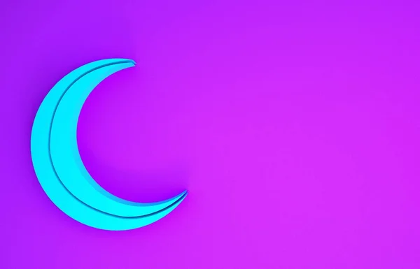 Blauer Mond Und Sterne Ikone Isoliert Auf Lila Hintergrund Minimalismus — Stockfoto