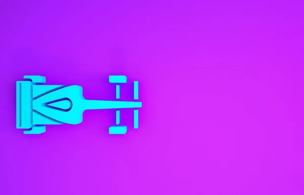 Синий Значок Гоночного Болида Формула Фиолетовом Фоне Концепция Минимализма Рендеринг — стоковое фото