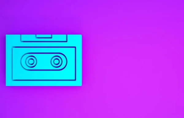 Blaues Retro Tonbandsymbol Isoliert Auf Violettem Hintergrund Minimalismus Konzept Illustration — Stockfoto