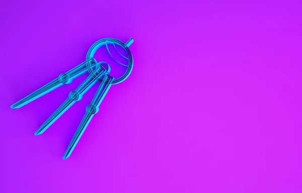 Ікона Блакитного Супутника Ізольована Фіолетовому Фоні Концепція Мінімалізму Illustrated Render — стокове фото