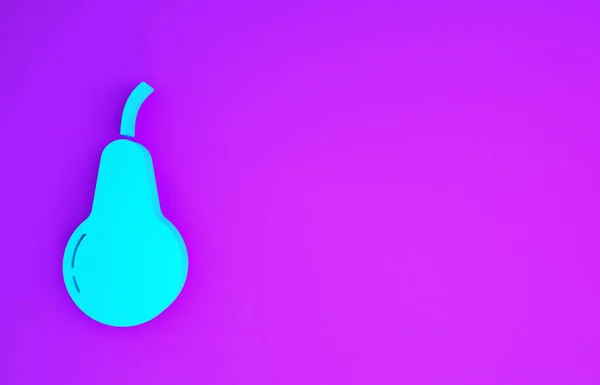 Значок Blue Pear Выделен Фиолетовом Фоне Фрукты Символом Листа Концепция — стоковое фото