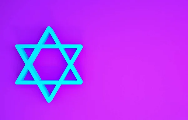 Blue Star David Icon Isolated Purple Background Jewish Religion Symbol — Stock Photo, Image