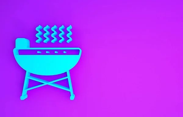 Blaues Grill Symbol Isoliert Auf Violettem Hintergrund Grillparty Minimalismus Konzept — Stockfoto