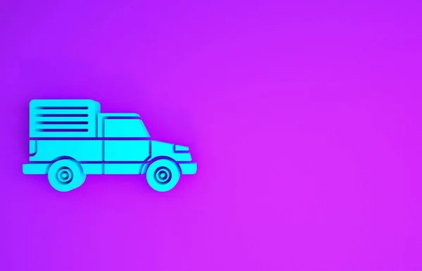 青配達貨物トラック車両のアイコンは 紫色の背景に隔離されました 最小限の概念 3Dイラスト3Dレンダリング — ストック写真