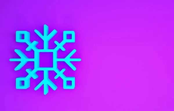 Синий Значок Снежок Выделен Фиолетовом Фоне Концепция Минимализма Рендеринг — стоковое фото