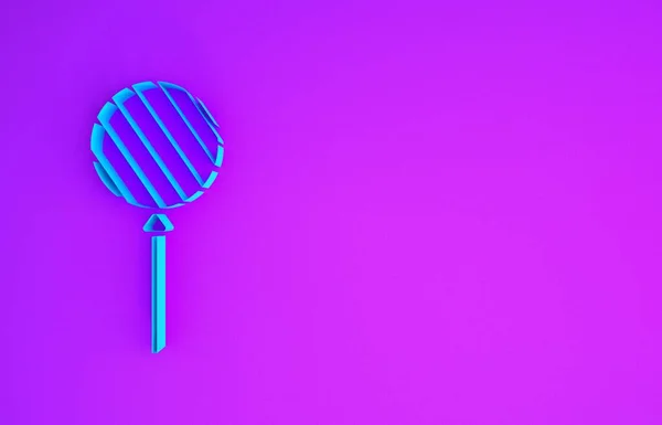 Ikona Blue Lollipop Izolovaná Fialovém Pozadí Jídlo Výborný Symbol Minimalismus — Stock fotografie