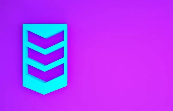 Blue Military rank icon isolated on purple background. Military badge sign. Minimalism concept. 3d illustration 3D render