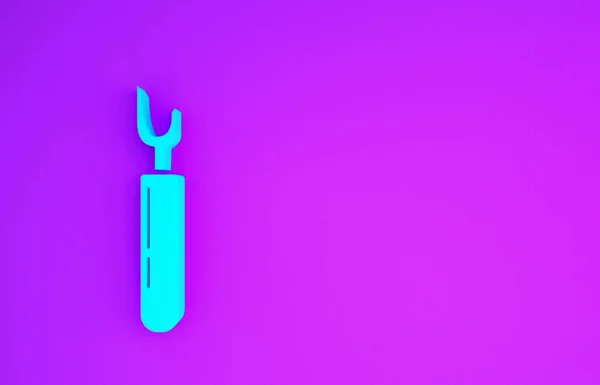 紫色の背景に隔離されたブルーカッターツールアイコン ナイフを刃で縫う 最小限の概念 3Dイラスト3Dレンダリング — ストック写真