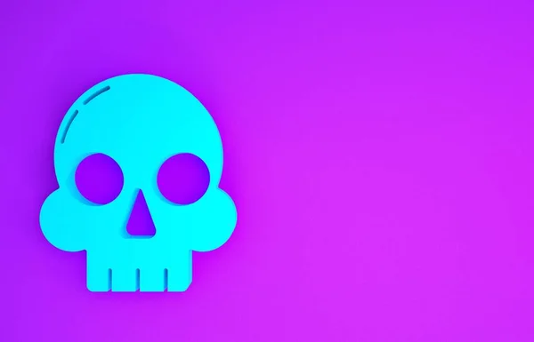 Blue Skull Pictogram Geïsoleerd Paarse Achtergrond Gelukkig Halloween Feest Minimalisme — Stockfoto