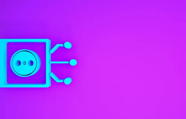 Ікона Blue Smart Home Ізольована Фіолетовому Фоні Віддалений Контроль Концепція — стокове фото