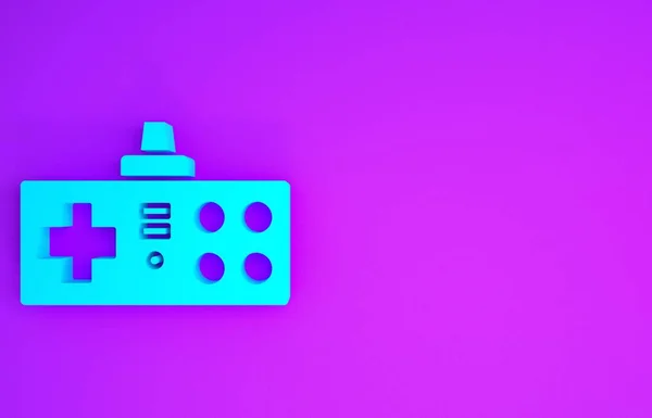 Blue Gamepad Icon Isolated Purple Background Game Controller Minimalism Concept — Stock Photo, Image