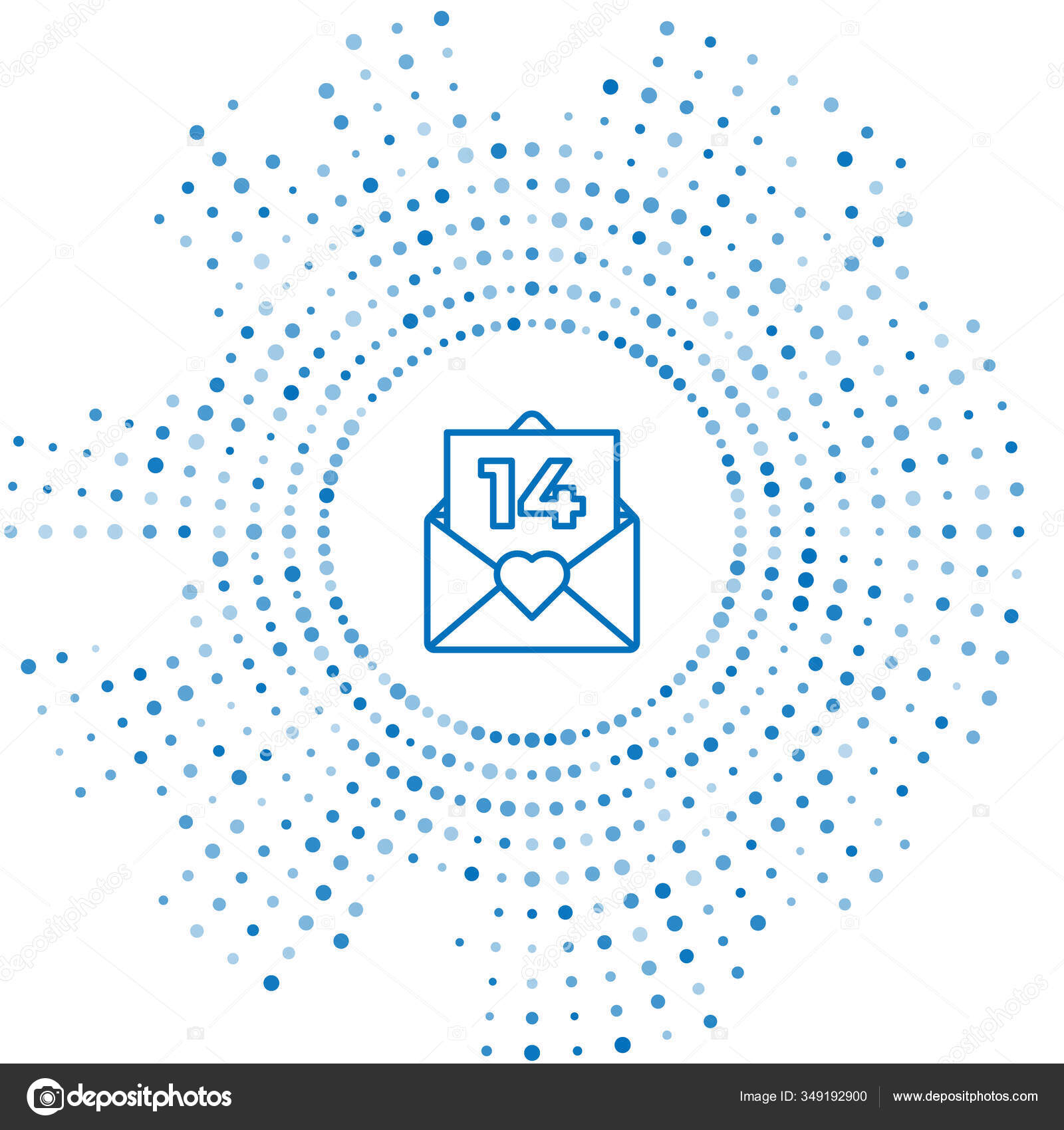 Envelope Linha Azul Com Ícone Coração Valentine Isolado 