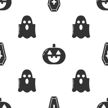 Tabut, Hıristiyan haçı, Balkabağı ve Hayalet 'i kusursuz bir düzene sokun. Vektör