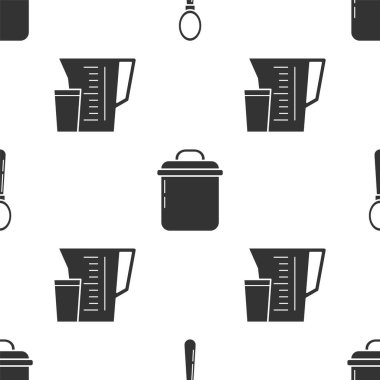 Kaşığı, tencereyi ve ölçü kabını pürüzsüz desene göre ayarla. Vektör