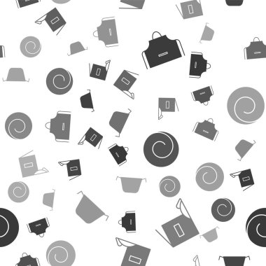 Mutfak önlüğü, un paketi, tarçınlı çörek ve pürüzsüz bir şekilde pişirme kabı. Vektör