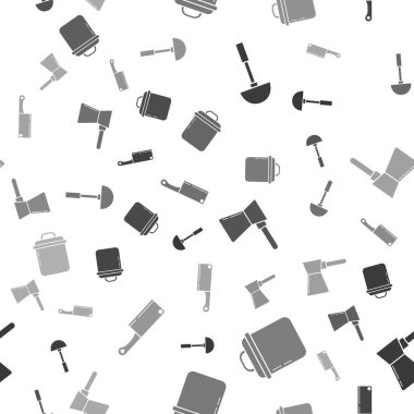 Mutfak kepçesini, tencereyi, Türk kahvesini ve et helikopterini kusursuz bir şekilde ayarla. Vektör