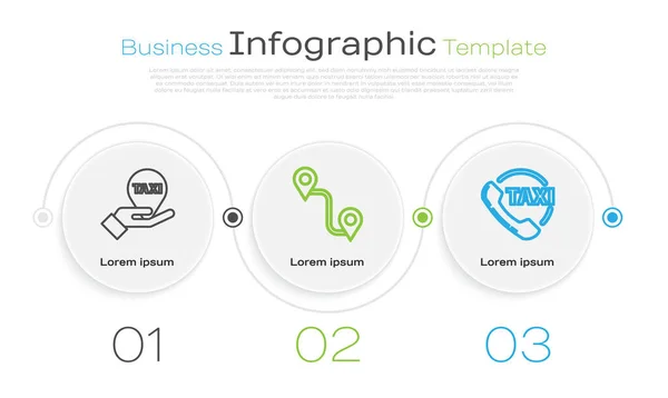 Sett Linje Hånd Kartpeker Med Taxi Ruteposisjon Taxi Telefontjeneste Forretningsinfusjonsmal – stockvektor