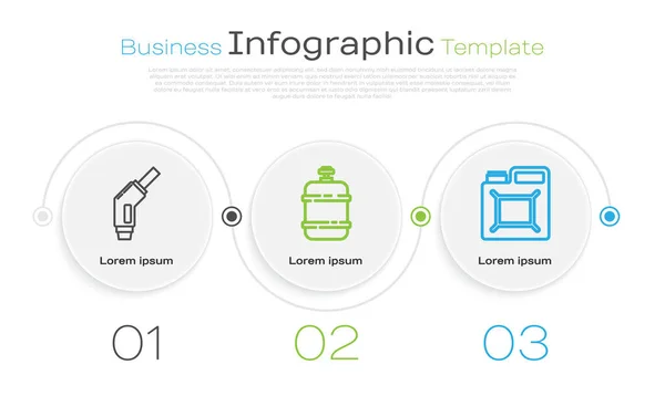 Benzin pompası hortumunu, propan benzin deposunu ve benzin deposunu ayarlayın. Ticari bilgi şablonu. Vektör